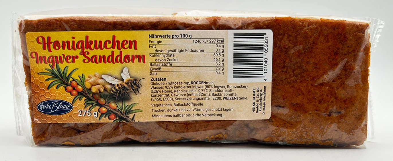 Honigkuchen Ingwer Sanddorn 275gr